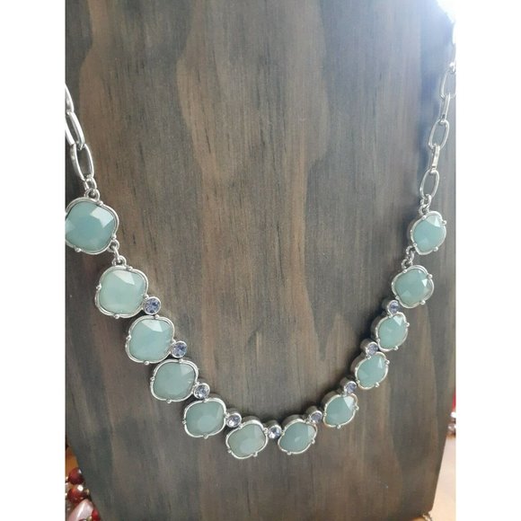 Lia Sophia Thea Clover Necklace Blue rhinestone Crystals Choker Collar statement - Picture 4 of 5